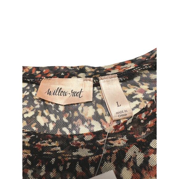 Willow & Root Abstract Print Long Sleeve Sheer Top Size Large - Picture 3 of 8